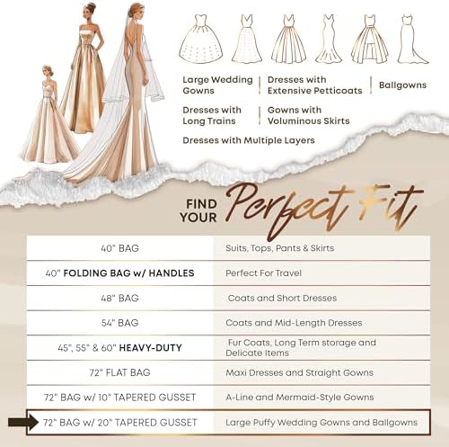 Your Bags Wedding Dress Garment Bag, 72", 20" Gusset, Tiffany