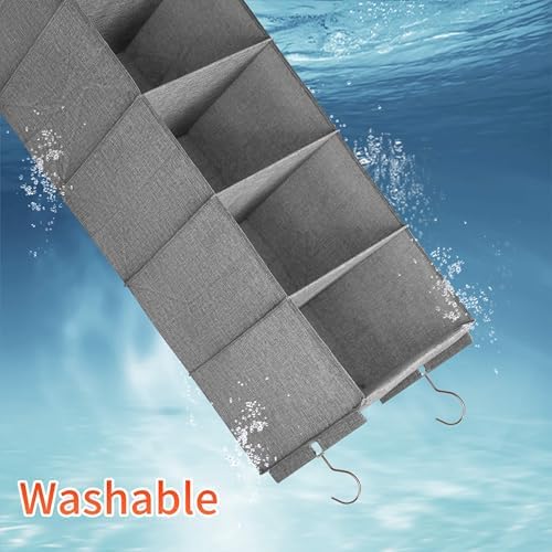 Large Hanging Sweater Organizer, Grey, 5 Shelf-1 d | Collapsible, 5-Shelf Hanging Closet Shelves, With Drawers, Washable