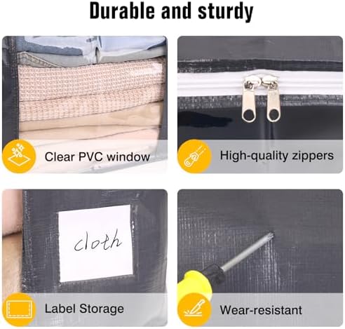 Blanket Storage Bags 6 Pack 90L Clothes Closet Organizer Containers PE