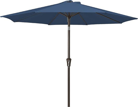 JEAREY 9FT Outdoor Patio Umbrella Outdoor Table Umbrella with Push Button Tilt and Crank, Market Umbrella 8 Sturdy Ribs UV Protection Waterproof for Pool, Deck, Backyard, Garden (Blue)