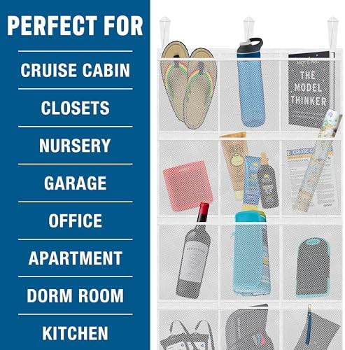Cruise On Large Mesh Over-the-Door Organizer, 15-Pocket Hanging Storage for Cruise & Home (24"x60"),Travel Essential for 2026-2027, Shoe & Bathroom Organizer for Closet, Cabin, or Behind-Door Storage