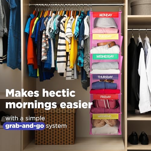 Handy Laundry Weekly Clothes Organizer for Kids, 6-Shelf Bamboo Reinforced