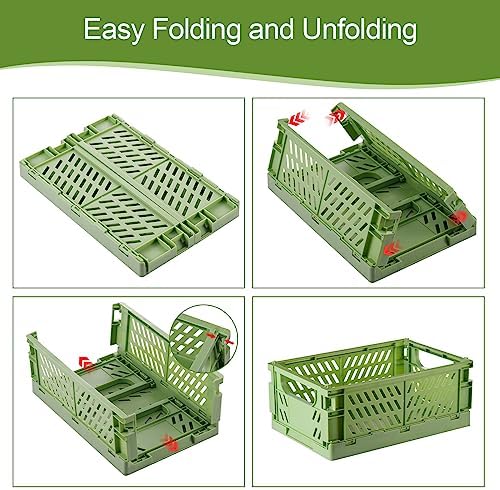 HUUSMOT 4-Pack Small Collapsible Plastic Storage Baskets, 9.8"x6.5"x3.8"