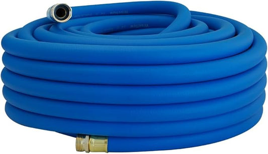 Wiseflow Garden Hose 100FT x 3/4", Heavy Duty Rubber Hose, Water Hose with Five Layered Braiding, Male Female Fittings, 1000PSI Burst, 300PSI Working for Yard, Car Wash, Pets (Blue)