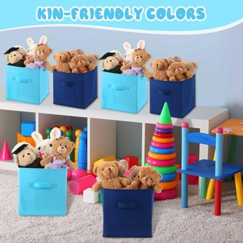 Yinder 12 Pcs Cube Storage Bin Blue 10.5''x10.5''x11'' Storage Cubes