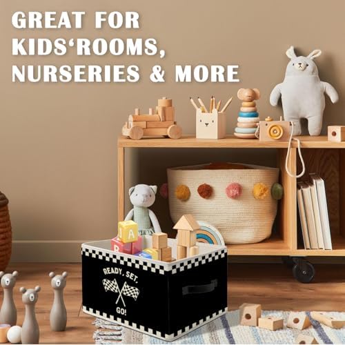 Race Car Room Decor,Black Racing Storage Bins Box