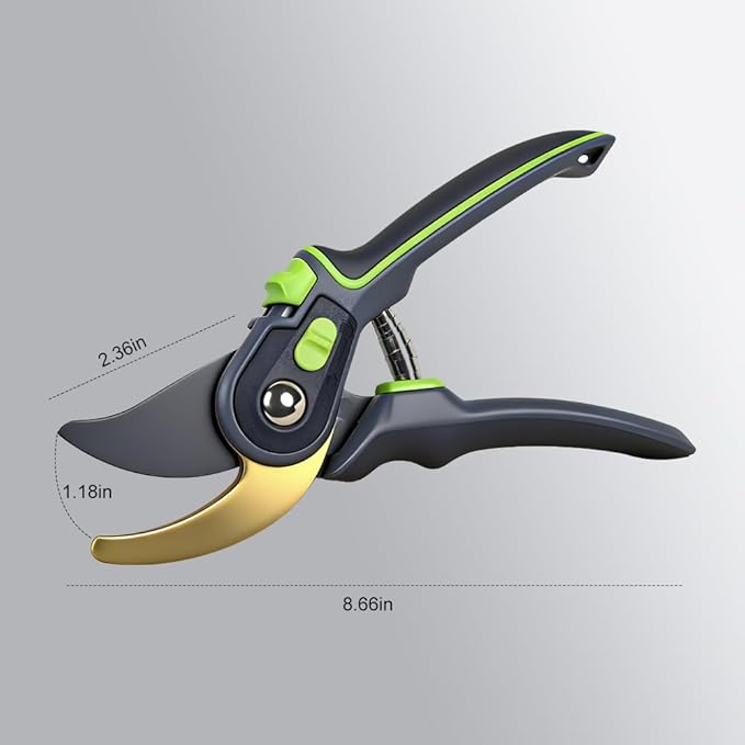Pruning Shears, Garden Clipper with High-Elasticity Spring, Professional SK5 Steel Blades, Adjustable Handle Opening, Gardening Plant Pruners for Branch Cutting