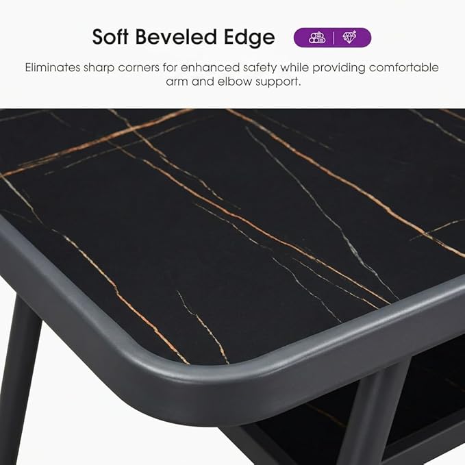 PURPLE LEAF Outdoor Aluminum Counter Height Bistro Stool Table with Waterproof Top for Balcony Dark Grey