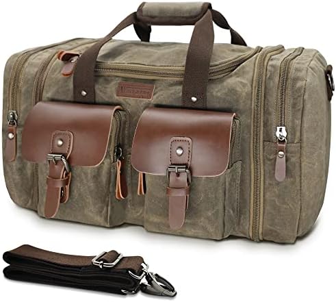 Wildroad Waxed Canvas Duffle Bag - 50L Weekender Overnight Travel Bag