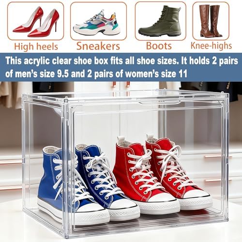 XXX-Large Tall Boot Organizer 3 Pack, 17.3x13x13'' Acrylic Display Case