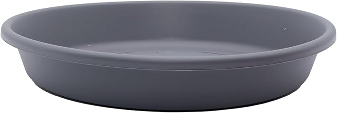 The HC Companies 17.5 Inch Round Plastic Classic Plant Saucer - Indoor Outdoor Plant Trays for Pots - 17.5"x17.5"x3" Warm Gray