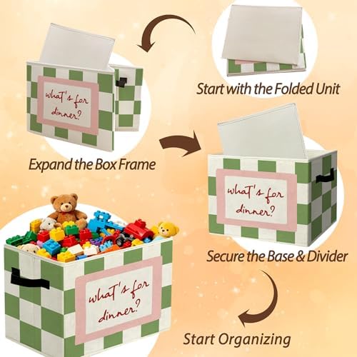 Nursery Pretend Play Kitchen Storage Bins Box with Handles Organizer Basket
