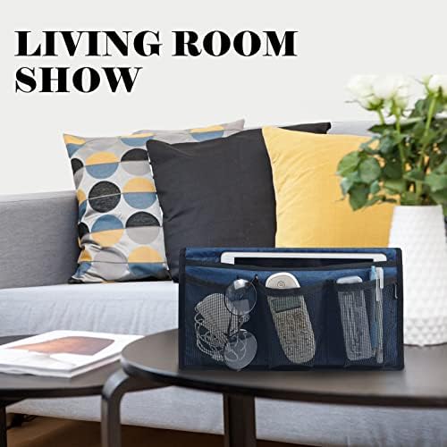 Gloppie Bedside Storage - Table Nightstand & Loft-Bed Caddy with Pockets - Dorm Organizer, Blue