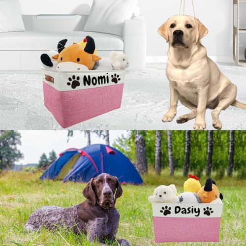 Personalized Dog Toy Basket Dog Toy Box with Pet`s Name for Dog Chew Toys,Clothing,Stuff