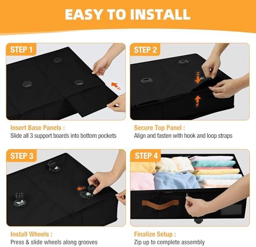 Under Bed Storage with Wheels, Dorm Room Organizer for Clothes Shoes Toys