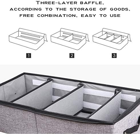 AARAINBOW 2 Packs Foldable Under Bed Clothes Organizer with Lids, Underbed Storage Container with Adjustable Dividers, UnderBed Storage Bins with Handles and Clear Window (Gray+Light Gray)