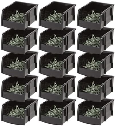 IRIS USA 15-Pack, Extra Small Stackable Storage Bins, Black