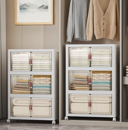 UAMFURI Stackable Storage Bins, 672QT Collapsible Drawers with 2 Lids