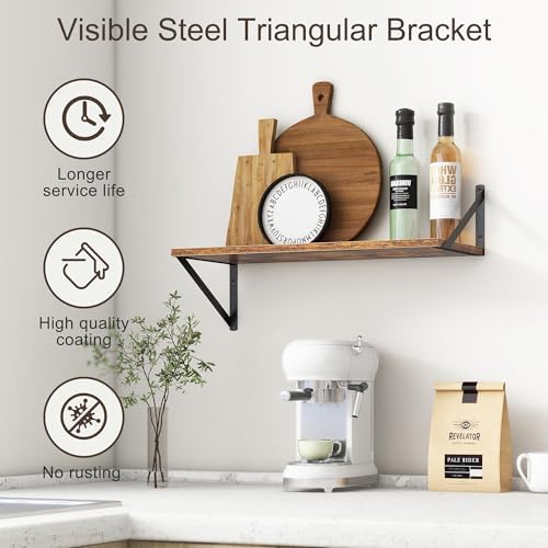 Floating Shelves 24 Inch Long, Set of 3, 10 Inch Deep Wall Shelves