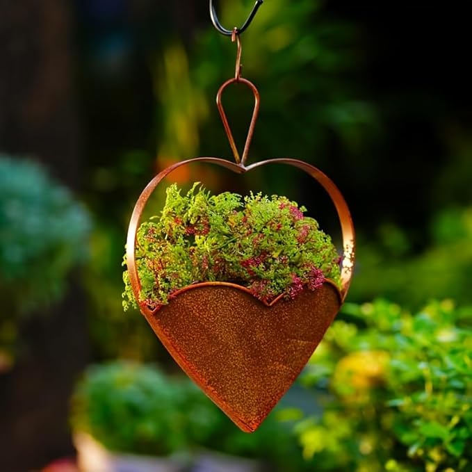 Metal Hanging Planters for Indoor & Outdoor Plants – Heart Shaped Wall or Window Planters for Garden, Patio, Living Room, Office Decor – Gift for Her, Wife, Mom, Women Garden Lovers