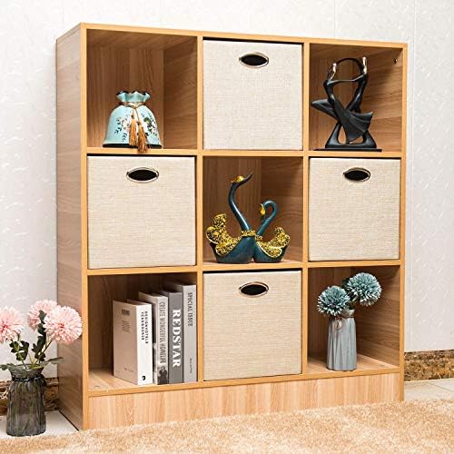 Posprica Storage Cubes, 12×12 Storage Bins, Fabric Drawers Organizer Basket, 4pcs, Beige
