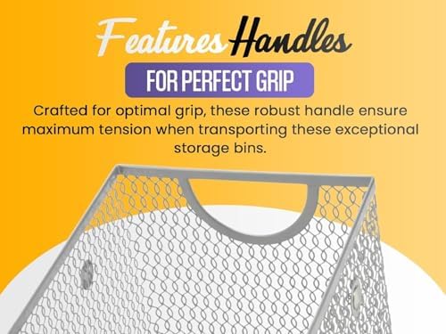 YBM Home Kitchen Pantry Organizer Mesh Wire Storage Basket for Shelves, and Cabinets, Multipurpose Steel Wire Basket for Organizing Office, Household, and Laundry Supplies,15 x 12 x 11.5 in, Pack of 2