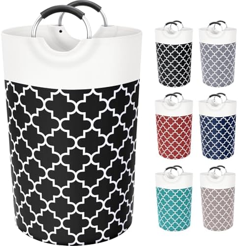 Large Laundry Basket, 115L Tall Collapsible Hamper with Handles, Black
