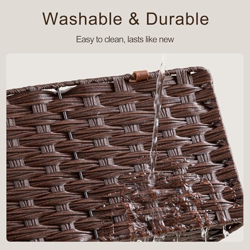 HBlife Large Diaper Caddy Organizer, Washable Waterproof, Portable Plastic Wicker Woven Basket with Divider, Nursery Diaper Station, Baby Shower Gifts Basket & Car Organizer
