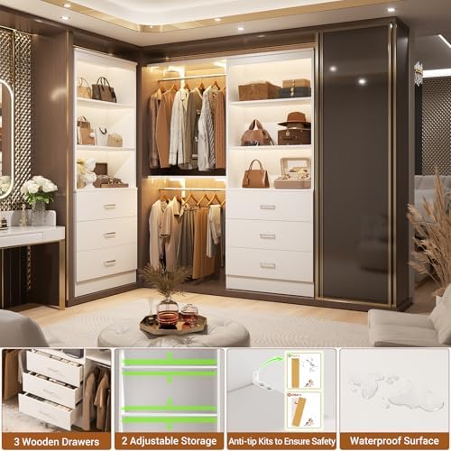 Aheaplus 47.2" Closet Drawers System, Closet System with 3 Drawers, White