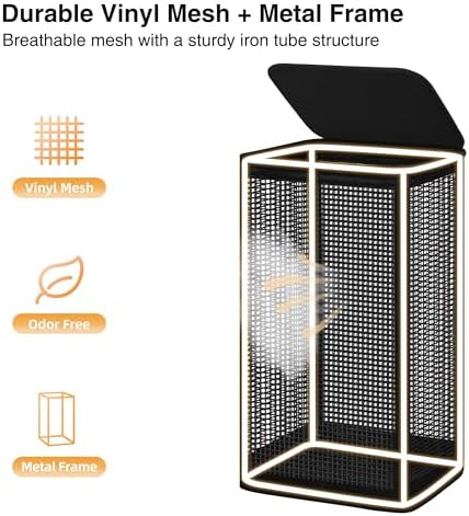 STO STO Laundry Hamper with Lid, 90L Sturdy Steel-Frame Clothes Hamper with Removable Washable Liner, Breathable Large Laundry Basket for Bedroom, Bathroom, Laundry Room, Dorm, Closet