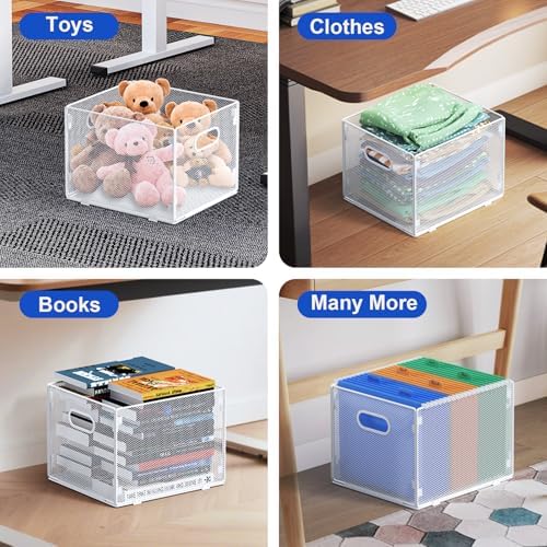 samstar 2 Pack Hanging File Organizer, Mesh File Folder Box Filing Box Cabinet Organizer Storage Boxes, Letter Size,White
