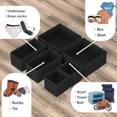 Simple Houseware Foldable Drawer Organizer Stocking Bin, Set of 12, Black