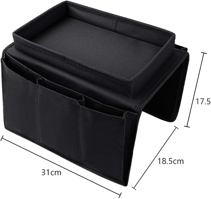Non-Slip Armchair Caddy with Cup Holder Arm Rest Organizer TV Remote Control Holder Oxford Sofa Tray Chairs Couch Storage Arm Tidy Armrest Bag Bedside Space Saver Bag for Cellphone Magazines Glasses