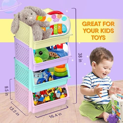 Large Stackable Storage Bins Open Front for Pantry Storage, 8 Pack - Multi