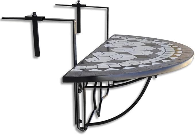 Garden Table Black and White Iron Frame Patio Table