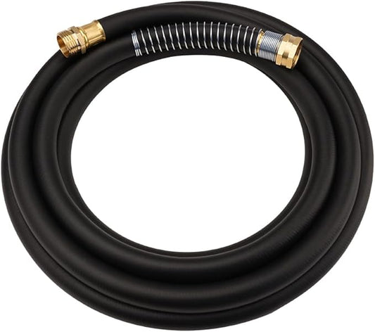 Wiseflow Garden Hose 15FT x 5/8", Heavy Duty Rubber Hose, Water Hose with Five Layered Braiding, Male Female Fittings, 1000PSI Burst, 300PSI Working for Yard, Car Wash, Pets (Black)