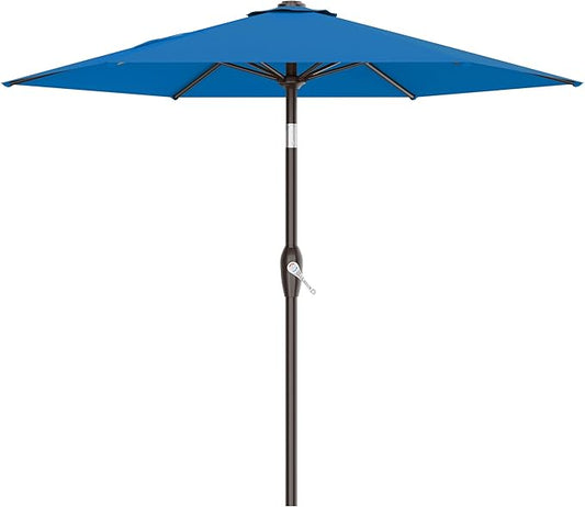 AreShark 7.5FT Patio Umbrella Table Market Umbrella with 6 Sturdy Ribs, Button Tilt/Crank Heavy-Duty Round Outdoor Umbrellas for Garden, Deck, Backyard,and Pool, Royal Blue