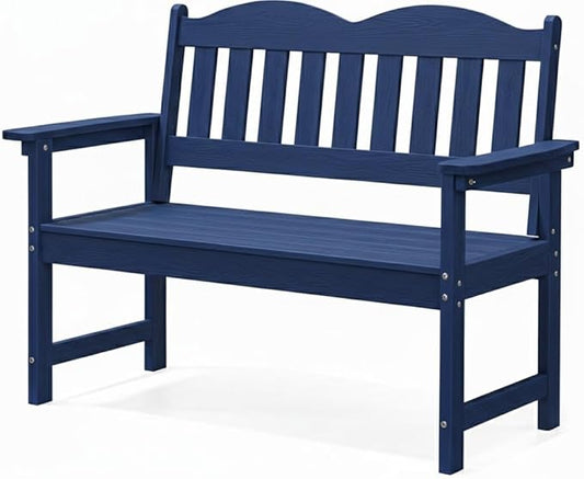 Garvee Garden Bench, 2-Person Poly Lumber Patio Bench,Slatted Patio Loveseat, for Use in Yard, Garden, Porch, or Park