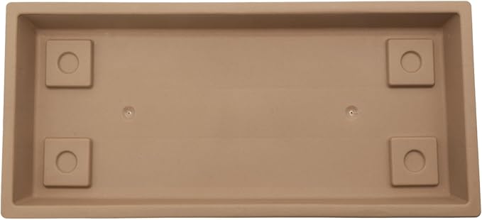 The HC Companies Venetian Rectangular Plant Tray - Lightweight Plastic Plant Saucer - Plant Drip Trays for Drainage -UV Resistant Pot Saucer for Indoor & Outdoor Use (29.5" Sandstone, Pack of 1)