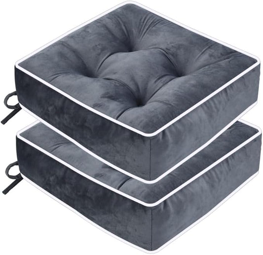 ERWUDEling Outdoor Chair Cushions Set of 2, Patio Cushions for Outdoor Furniture, Tufted Waterproof Outdoor Chair Pads, 17x17x5inch,Gray