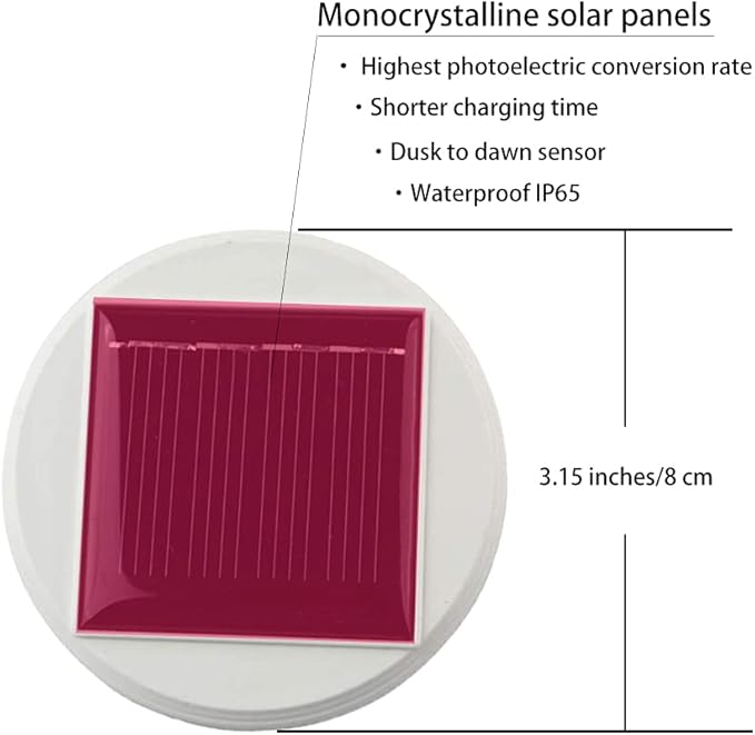 Aukora Solar Panel Top Replacement for Table Lights Outdoor, Hanging Solar Lanterns to Decorate Garden Patio Table，Diameter is 3.15 Inches, Color-Changing and Pure White Two Modes(White 2-Pack)