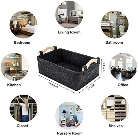 Small Basket Gray Storage Baskets for Shelves Fabric Storage Bins for Living Room Kitchen Playroom Bathroom Toilet Dorm Narrow Storage Basket Organizer Decorative Basket