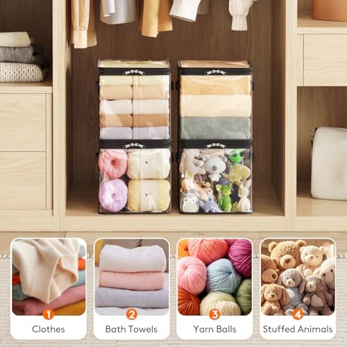 Lifewit 4 Pack Clear Clothes Storage Bags, Sweater Storage with Zipper, 18L