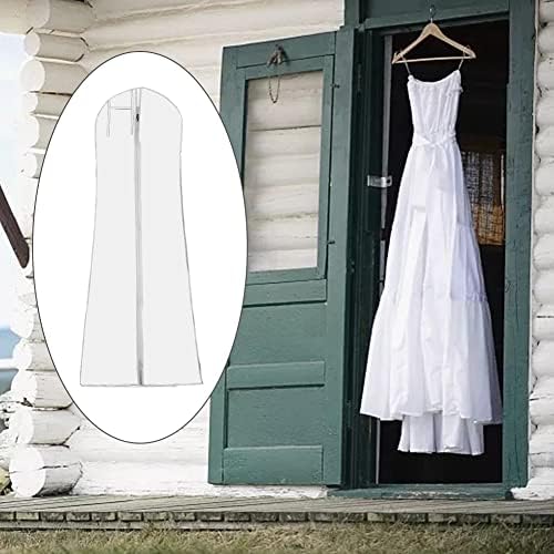 DressGarment Bag, Dirt-Proof Suit Cover Bag with Zipper for Long Dresses, Wedding Dress Garment Bag, Clear Garment Bags for Long Bridal Gown Dress Storage(160cm)