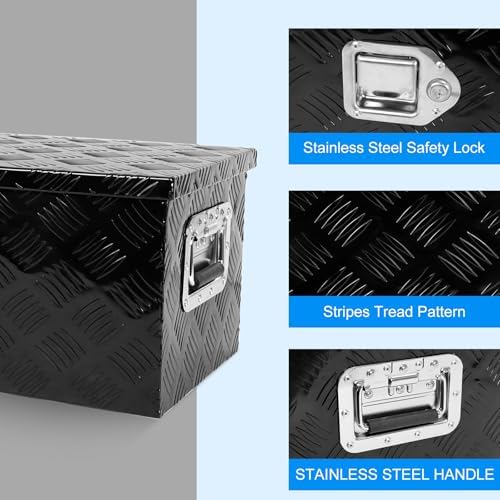 44"x14"x16" Black Heavy Duty Aluminum Pickup Truck Bed Tool Box