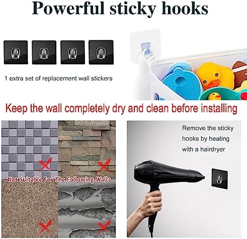Austion Quick-Fetch Way Mesh Bath Toy Holder, Wide Opening and Large Capacity Bath tub Toy Storage for Easy Access to Toys, Space-Saving Wall-Mounted Bath Toy Organizer, Quick Dry Bathtub Toy Holder