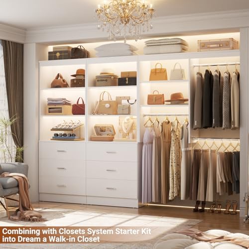 Aheaplus 47.2" Closet Drawers System, Closet System with 3 Drawers, White