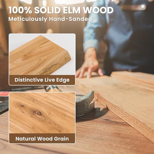 Acovy Extra Deep 36" Long Live Edge Rustic Floating Shelves for Wall, Solid Wood Wall Shelves with Invisible Bracket Mount for Living Room Bathroom Bedroom Kitchen, Set of 2, Natural