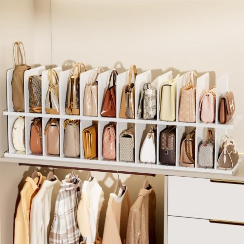 Stackable Purse Organizer for Closet Acrylic Shelf Divider, 4 Pack