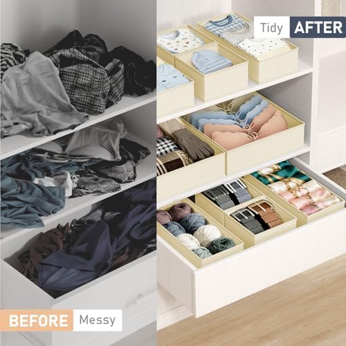 DIMJ Drawer Organizer Clothes - 26 Pack Baby Dresser Organizer for Nursery Closet Organization, Fabric Drawer Organizer Bins for Underwears Socks Bras, Foldable Storage Dividers for Bedroom